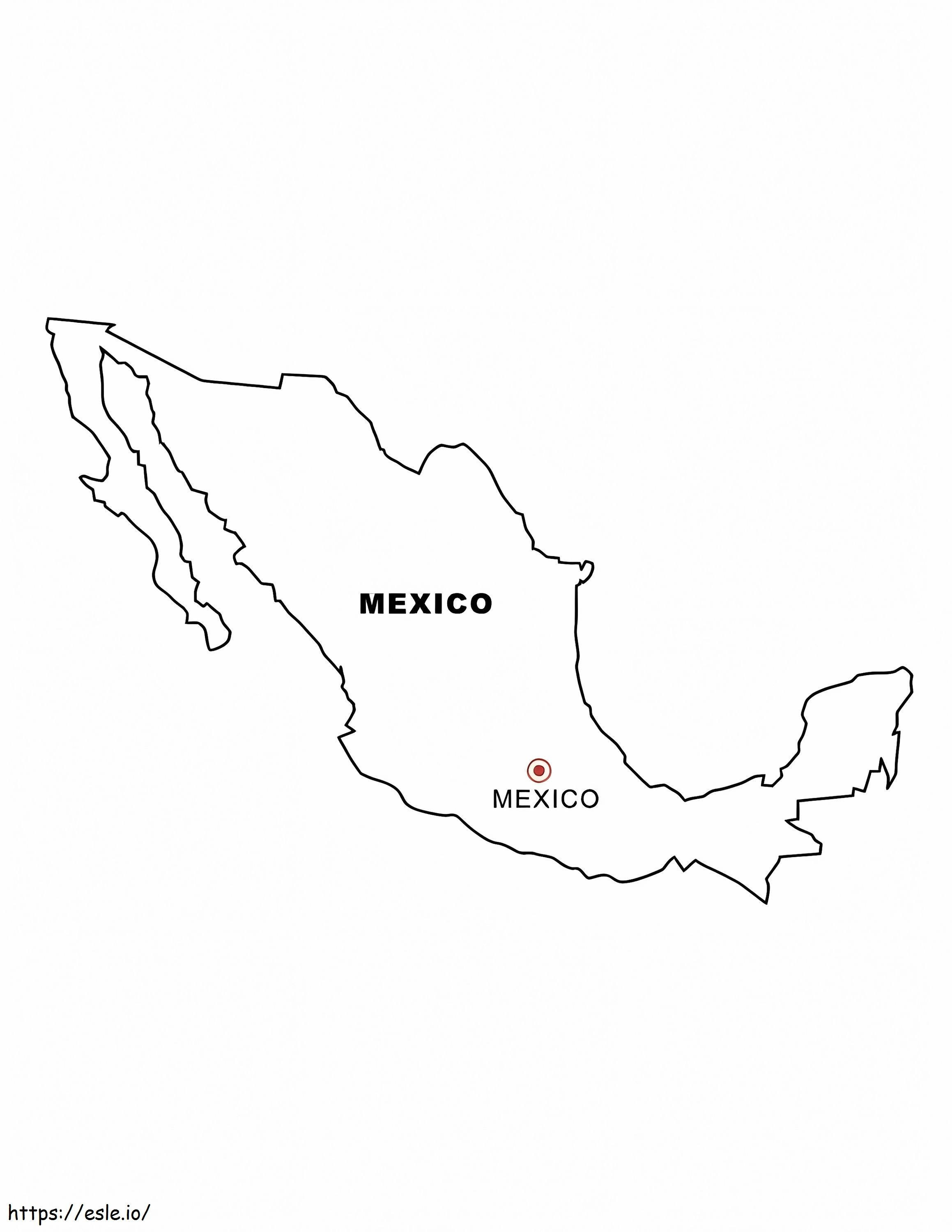 Mappa del Messico da colorare immagine HD da colorare