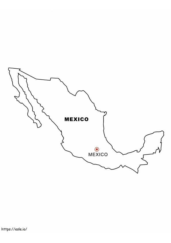 Mexico kaart kleuren HD-afbeelding kleurplaat