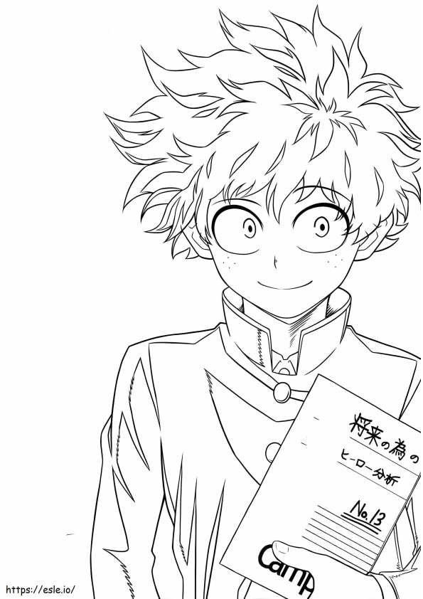 Deku Holding A Notebook coloring page