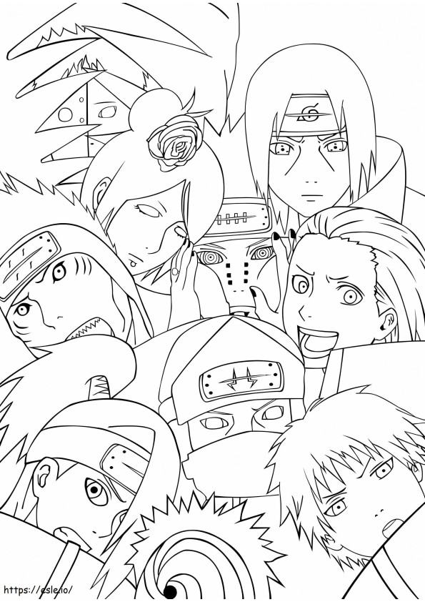Team Akatsuki Facial Member coloring page