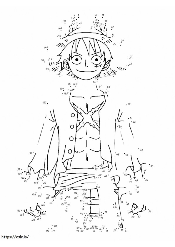 Luffy One Piece Dot To Dots coloring page