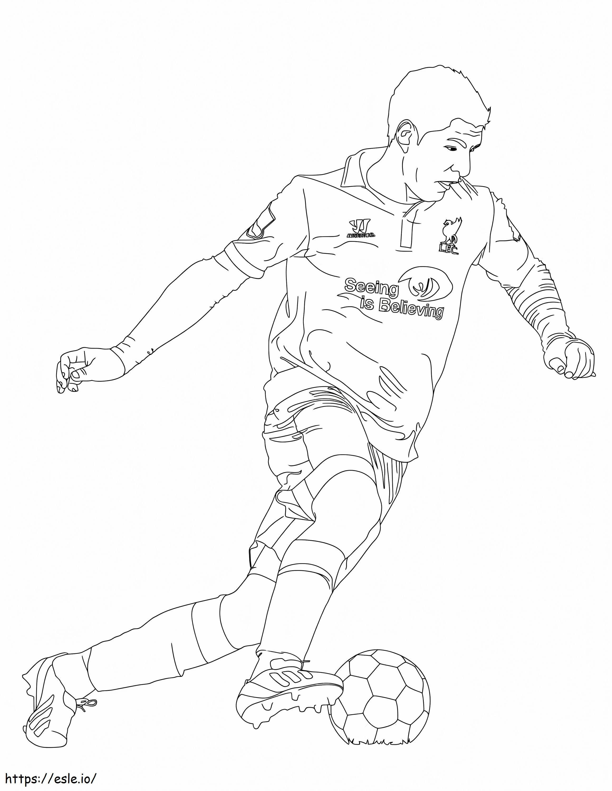 Luis Suarez Kicks A Soccer Ball coloring page