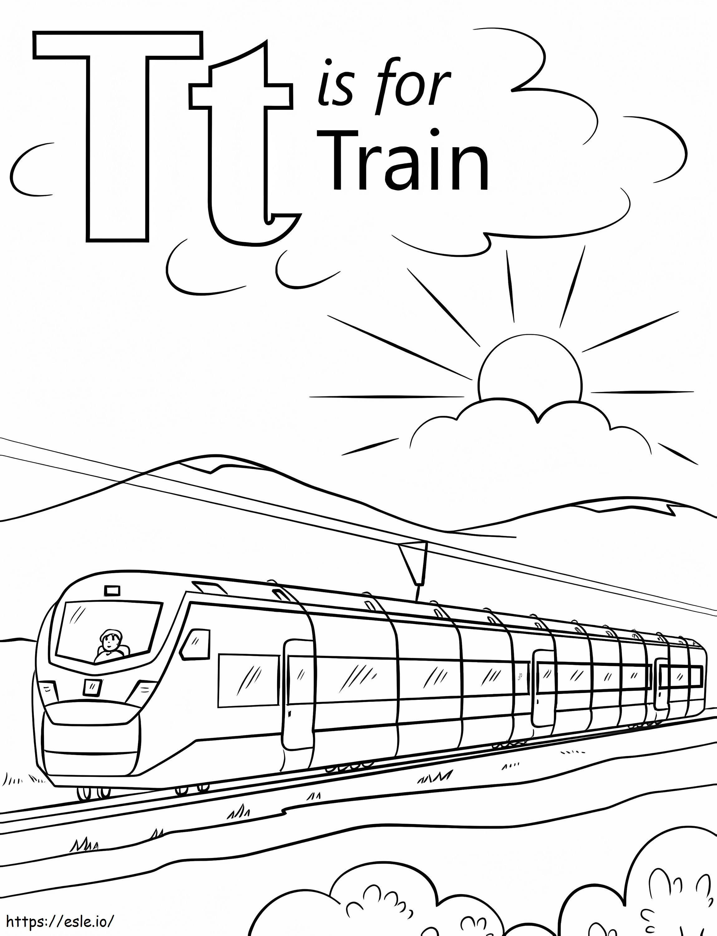 Letter T Train coloring page