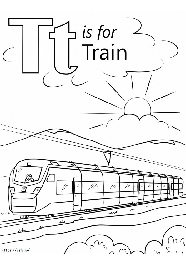 Litera T Tren de colorat