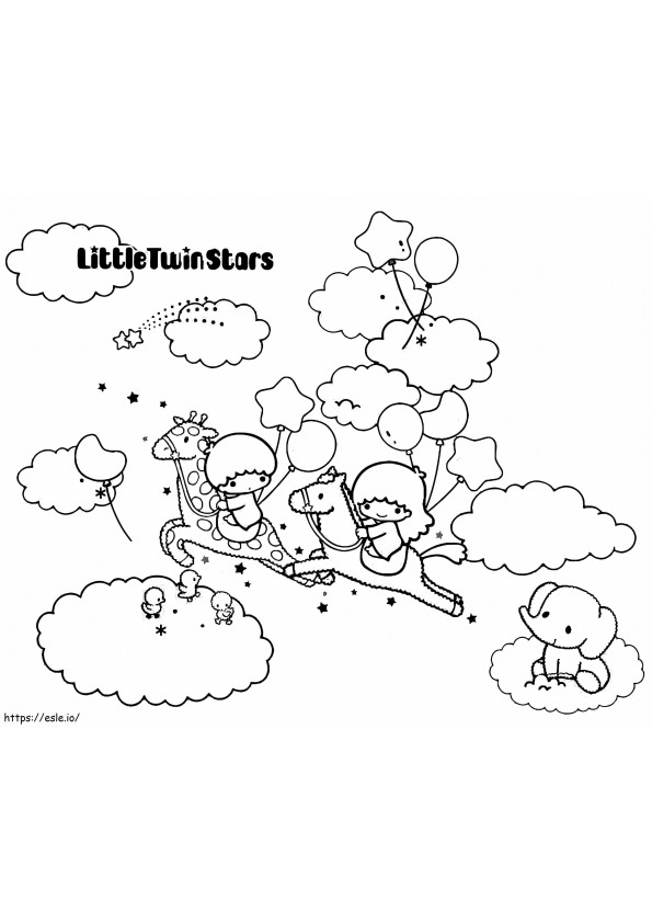 Coloriage Petites étoiles jumelles miraculeuses à imprimer dessin