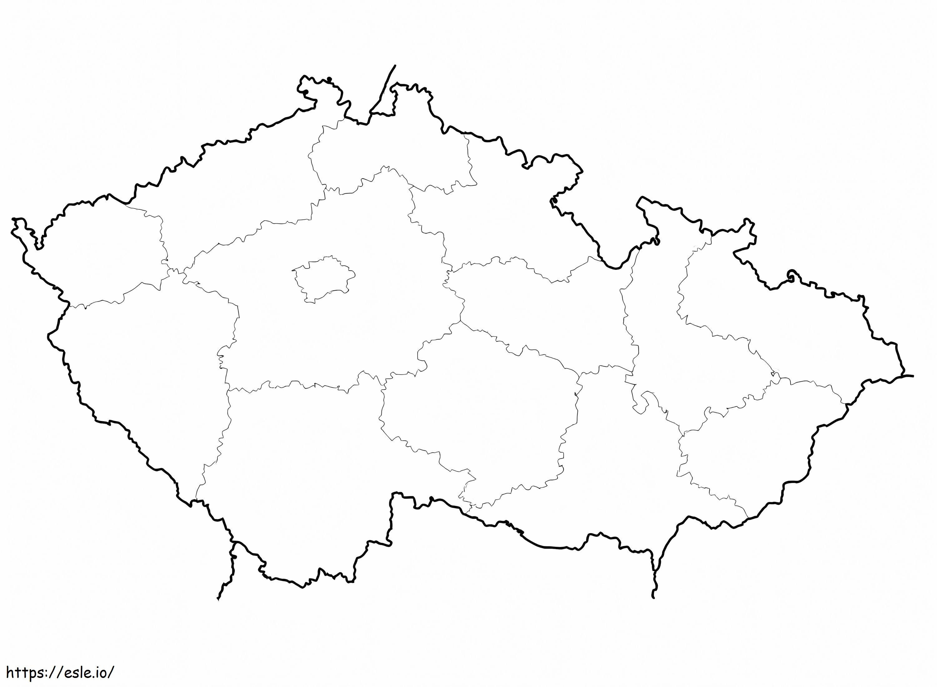 Mappa della Repubblica Ceca 1 da colorare