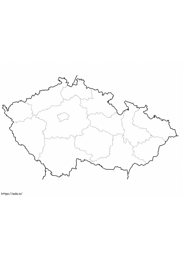 チェコ共和国の地図 1 ぬりえ - 塗り絵