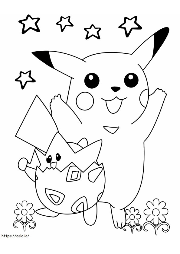 Coloriage Togepi et Pikachu à imprimer dessin