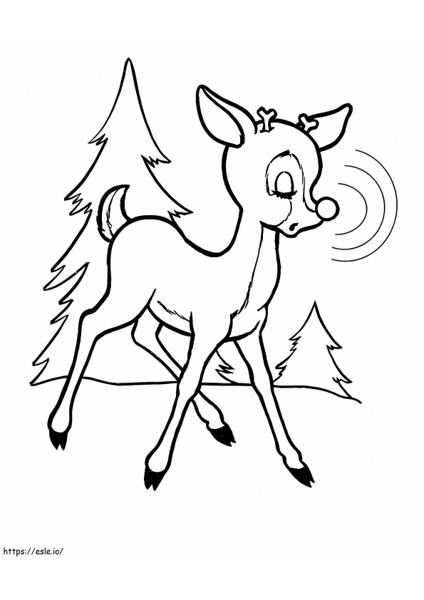Coloriage Rudolph le renne au nez rouge à imprimer dessin