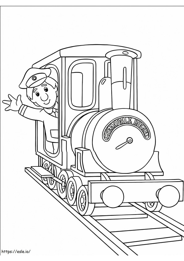 Postman Pat On Train coloring page