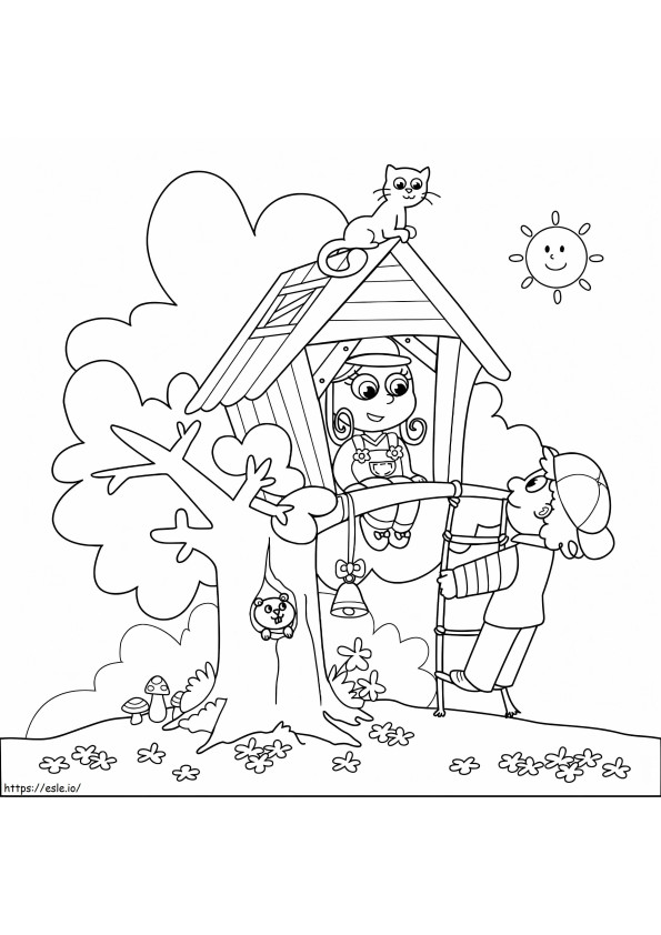 Cute Treehouse coloring page