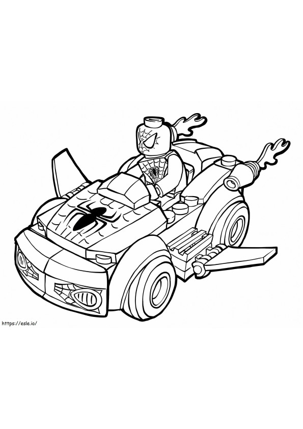 Coloriage Voiture de conduite Lego Spider Man à imprimer dessin