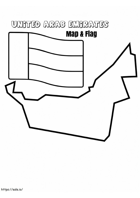 United Arab Emirates Map And Flag coloring page
