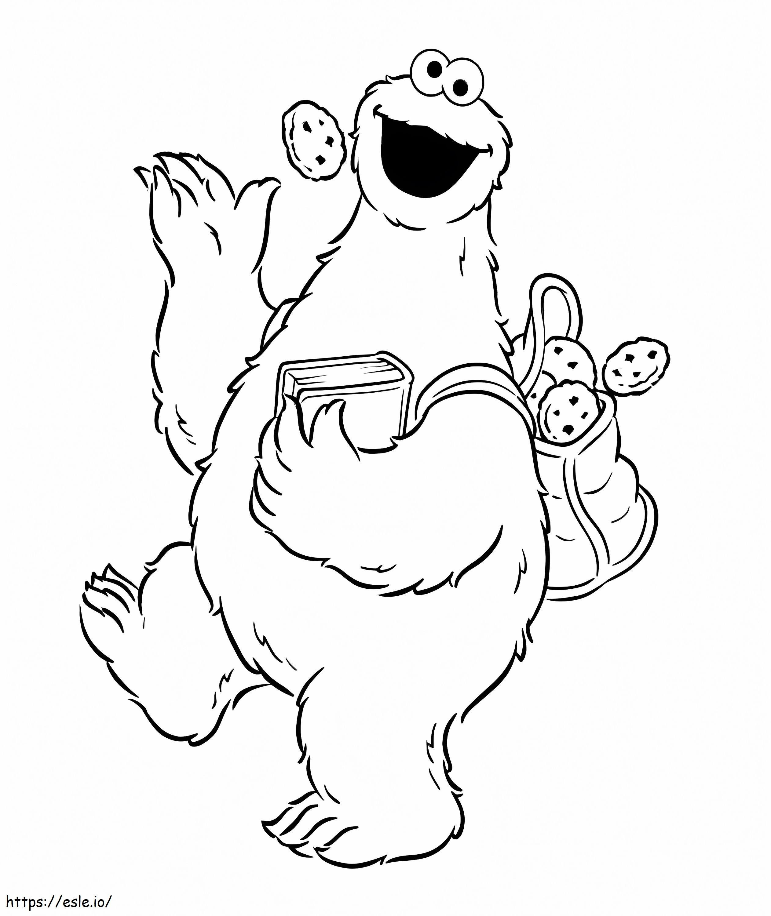 Cookie Monster Goes To School coloring page