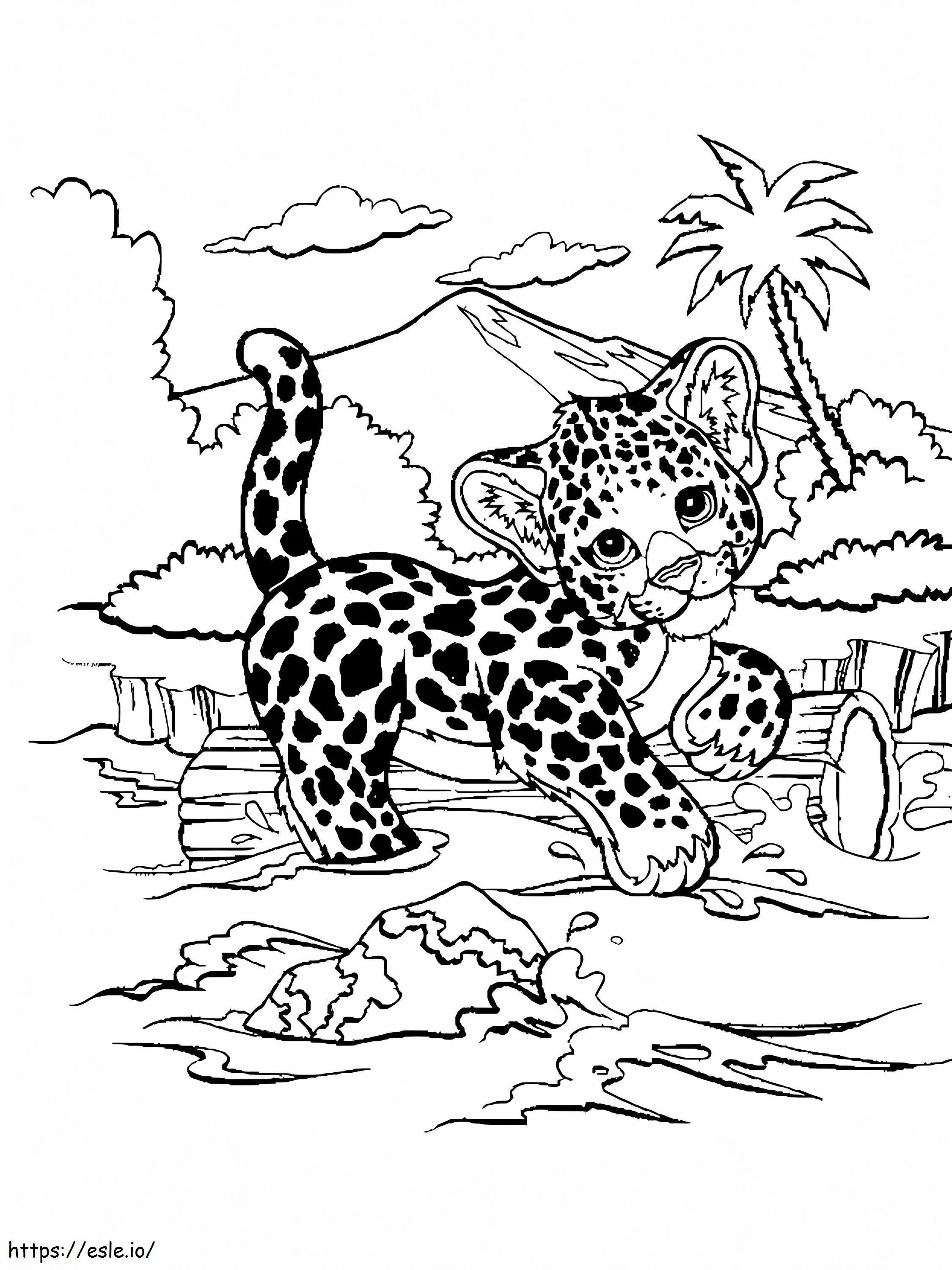 Cheetah In The River coloring page