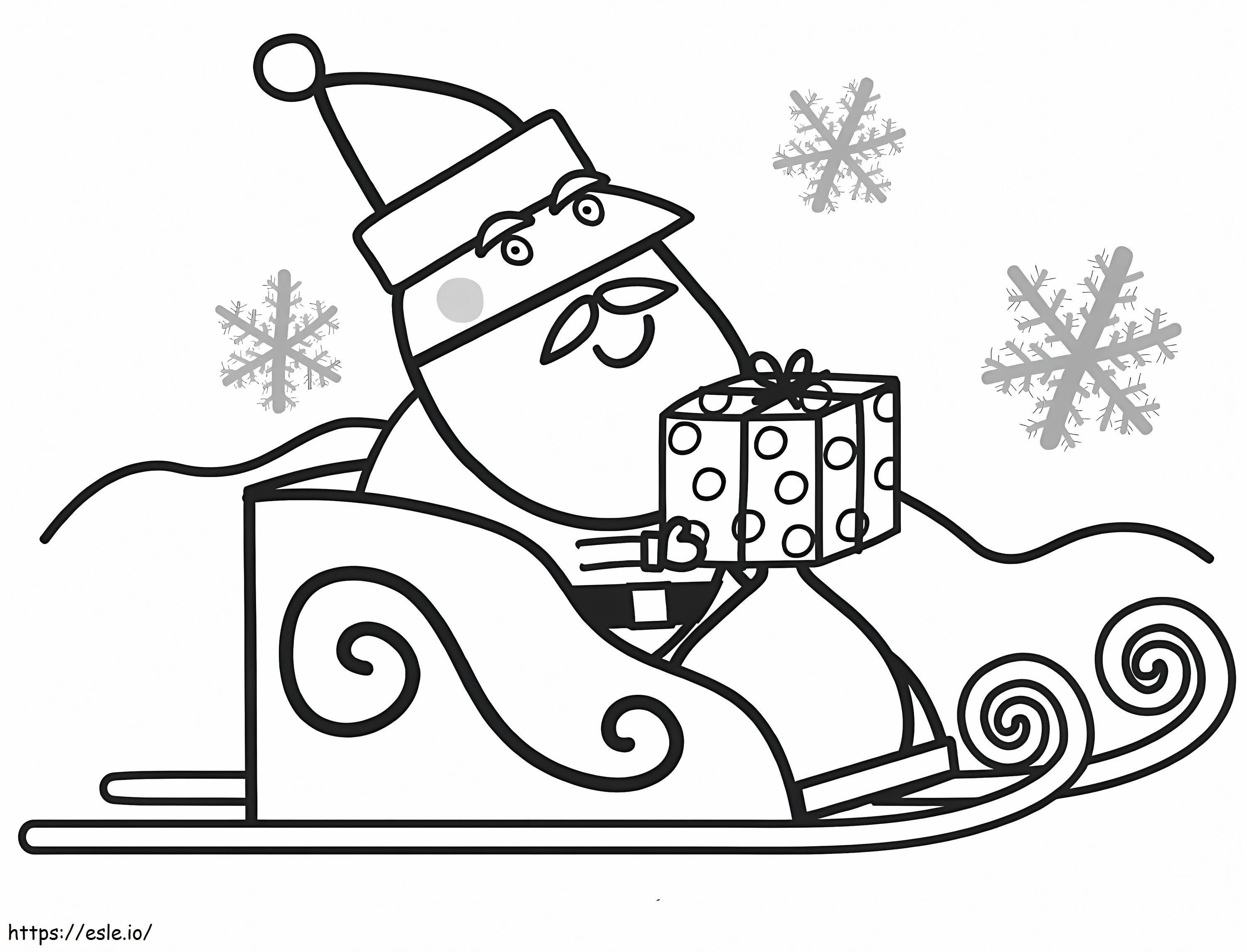 Coloriage Père Noël dans Peppa Pig à imprimer dessin