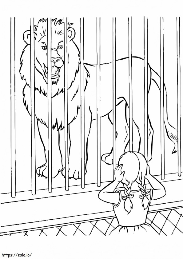 Coloriage Lion dans un zoo à imprimer dessin