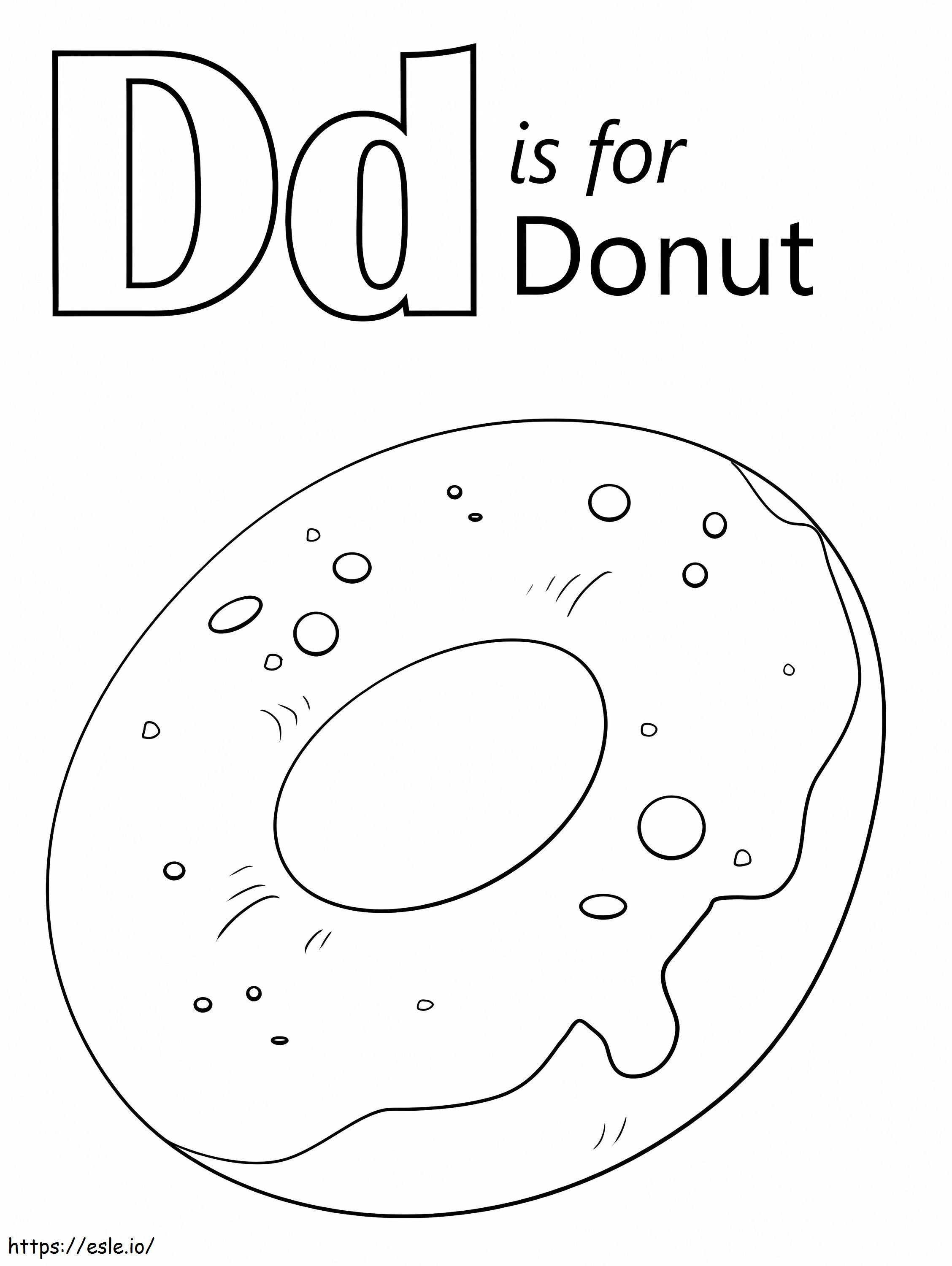 Donut Letter D kleurplaat kleurplaat