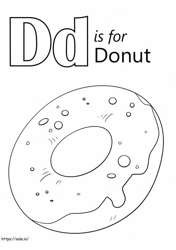 Donut Letter D kleurplaat