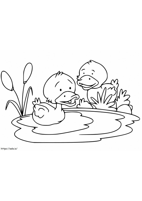 Two Ducklings coloring page