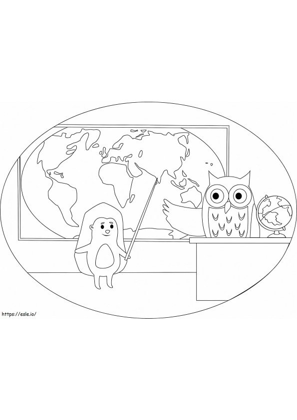 Hedgehog And Owl coloring page