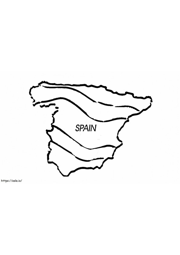 Coloriage Contour de la carte de l'Espagne à colorier à imprimer dessin
