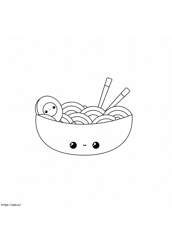 Kawaii Smiley Noodles coloring page