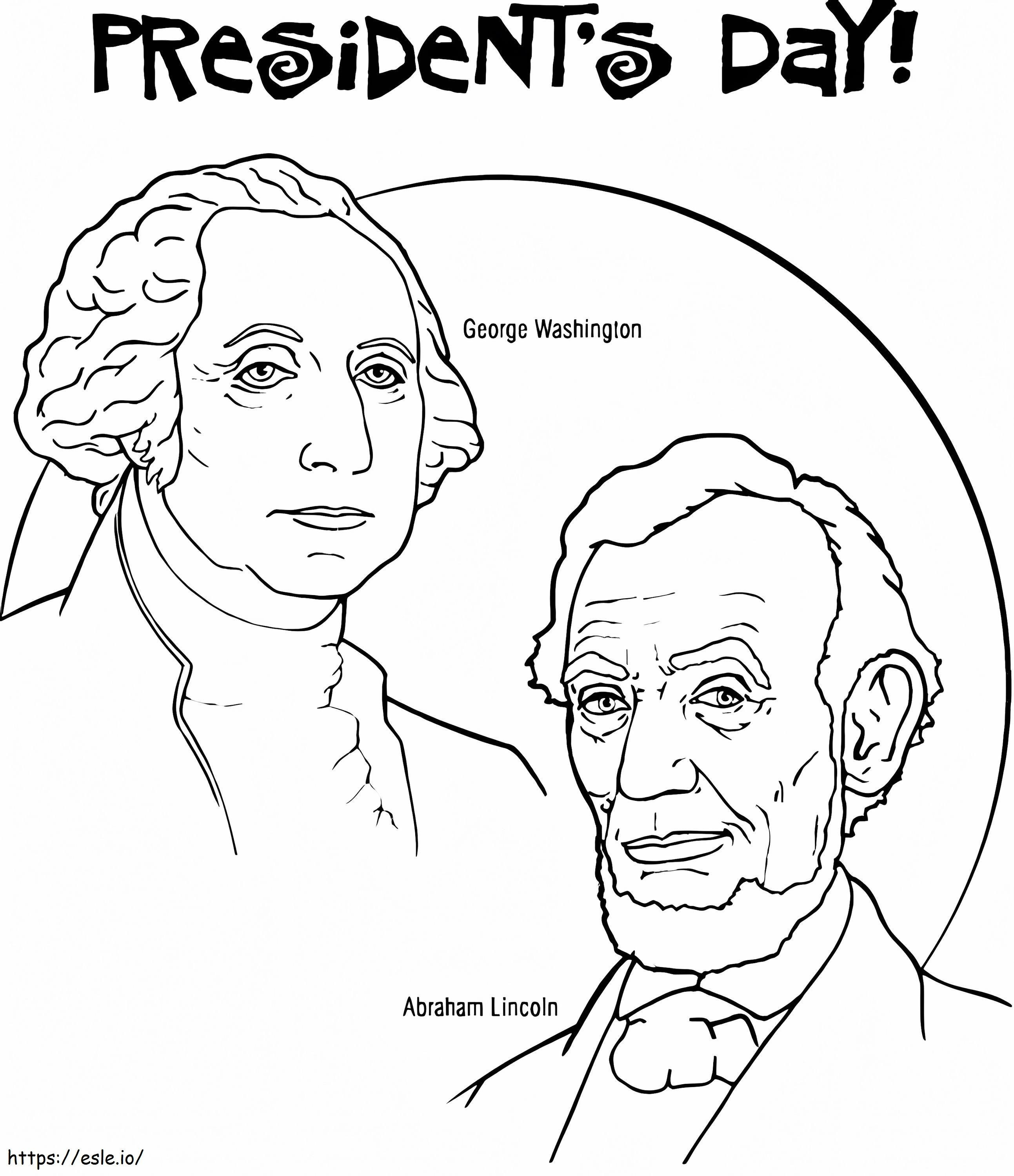 Día de los presidentes de Washington y Lincoln para colorear