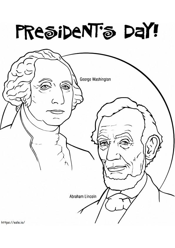 Presidentsdag Washington en Lincoln kleurplaat