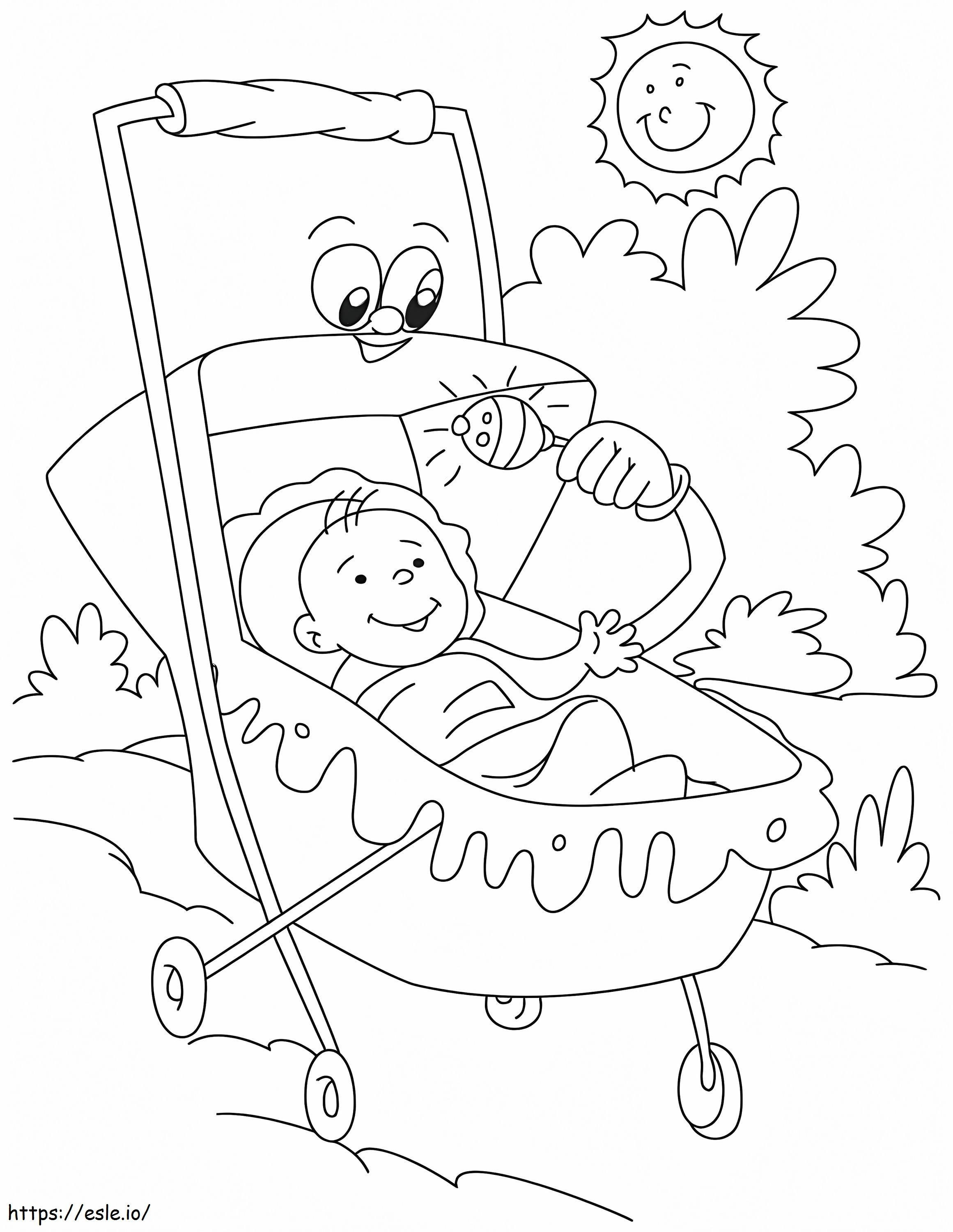 Karikatür Bebek Arabası boyama