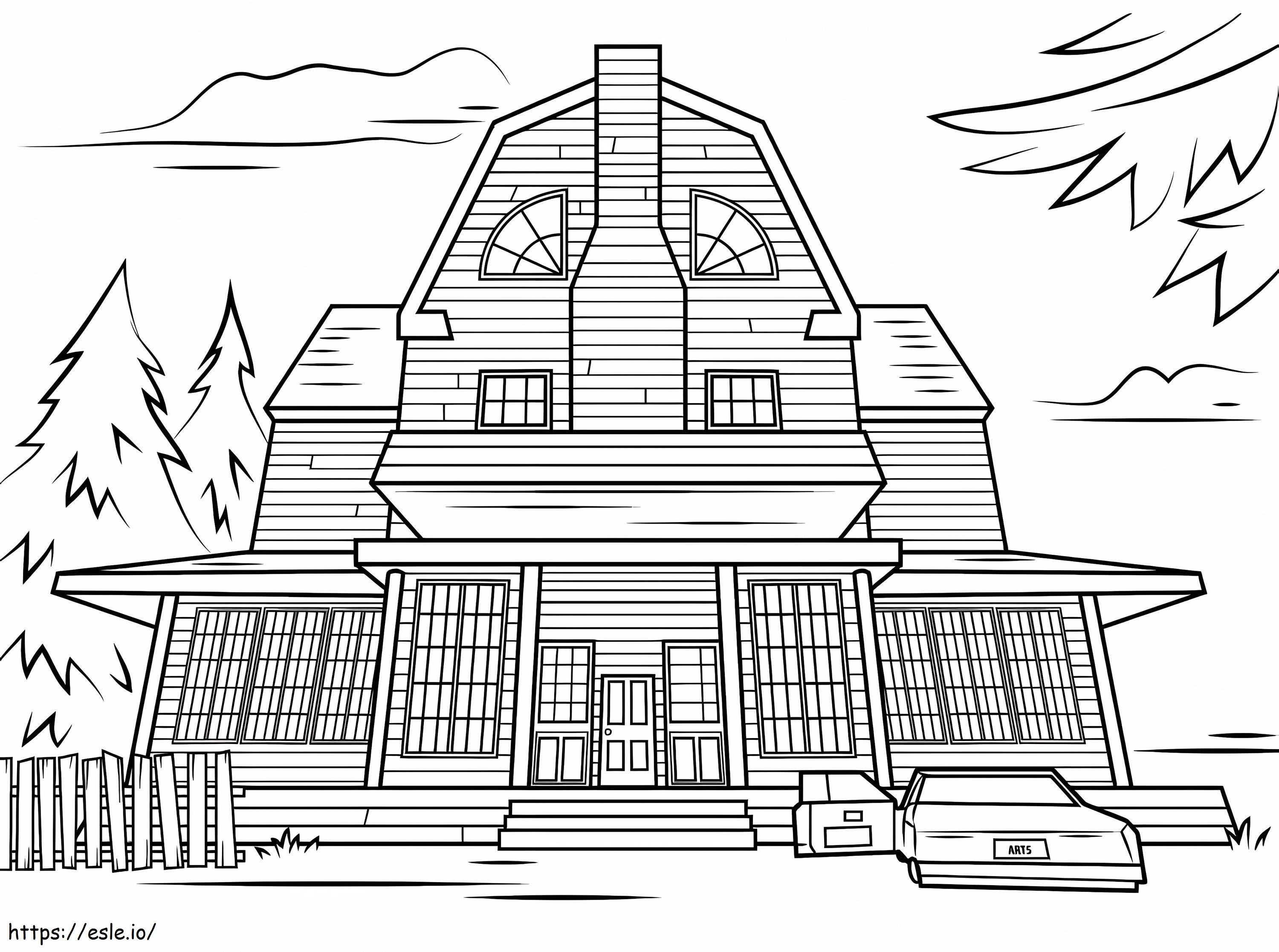 Scary Haunted House coloring page