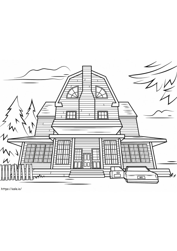 Scary Haunted House coloring page