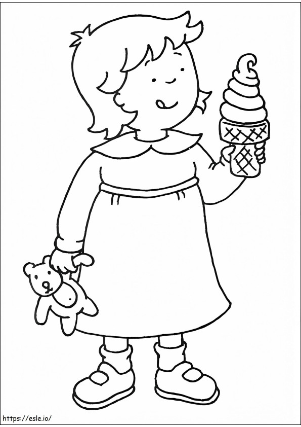  Rosie eet ijs A4 kleurplaat
