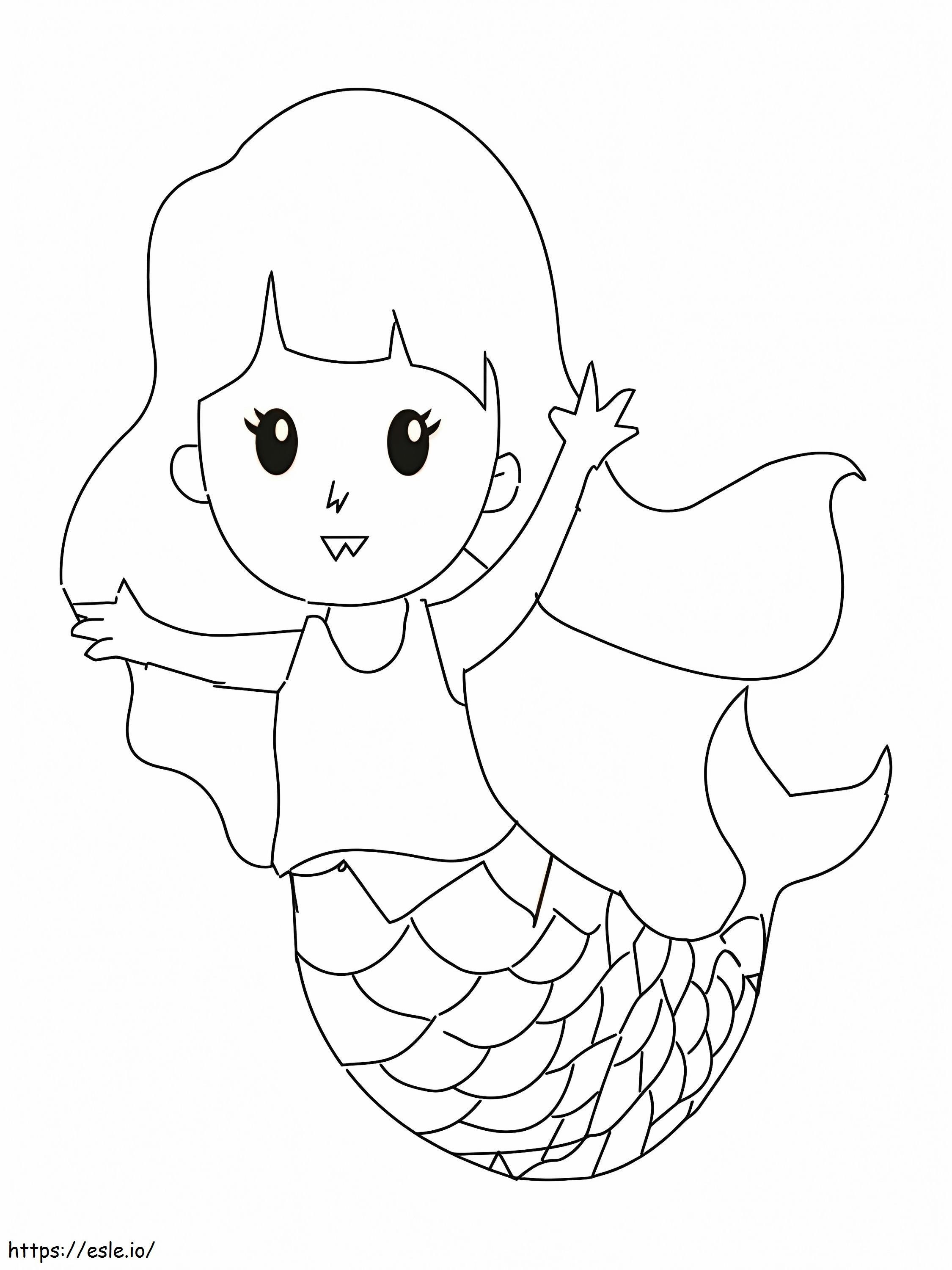 Cute Kid Mermaid coloring page