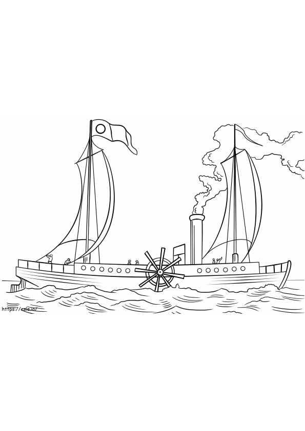 Steamboat Clermont A4 coloring page