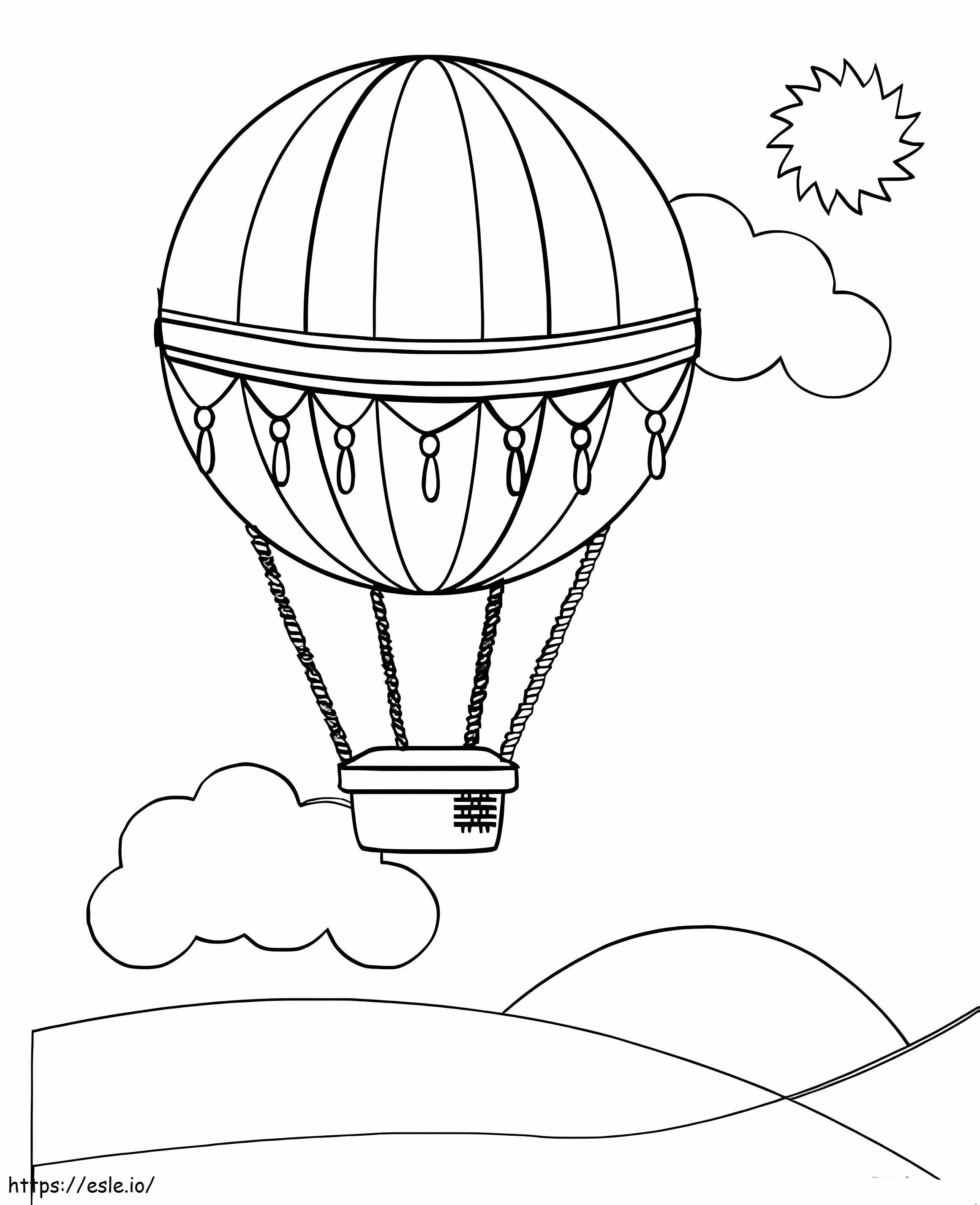 Belo balão de ar quente para colorir