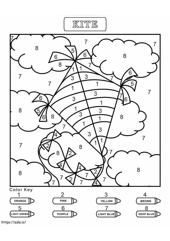 Kite For Kindergarten Color By Number coloring page