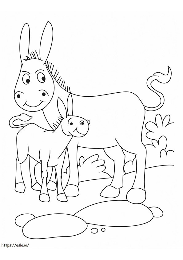 Basic Mother Donkey And Baby Donkey coloring page