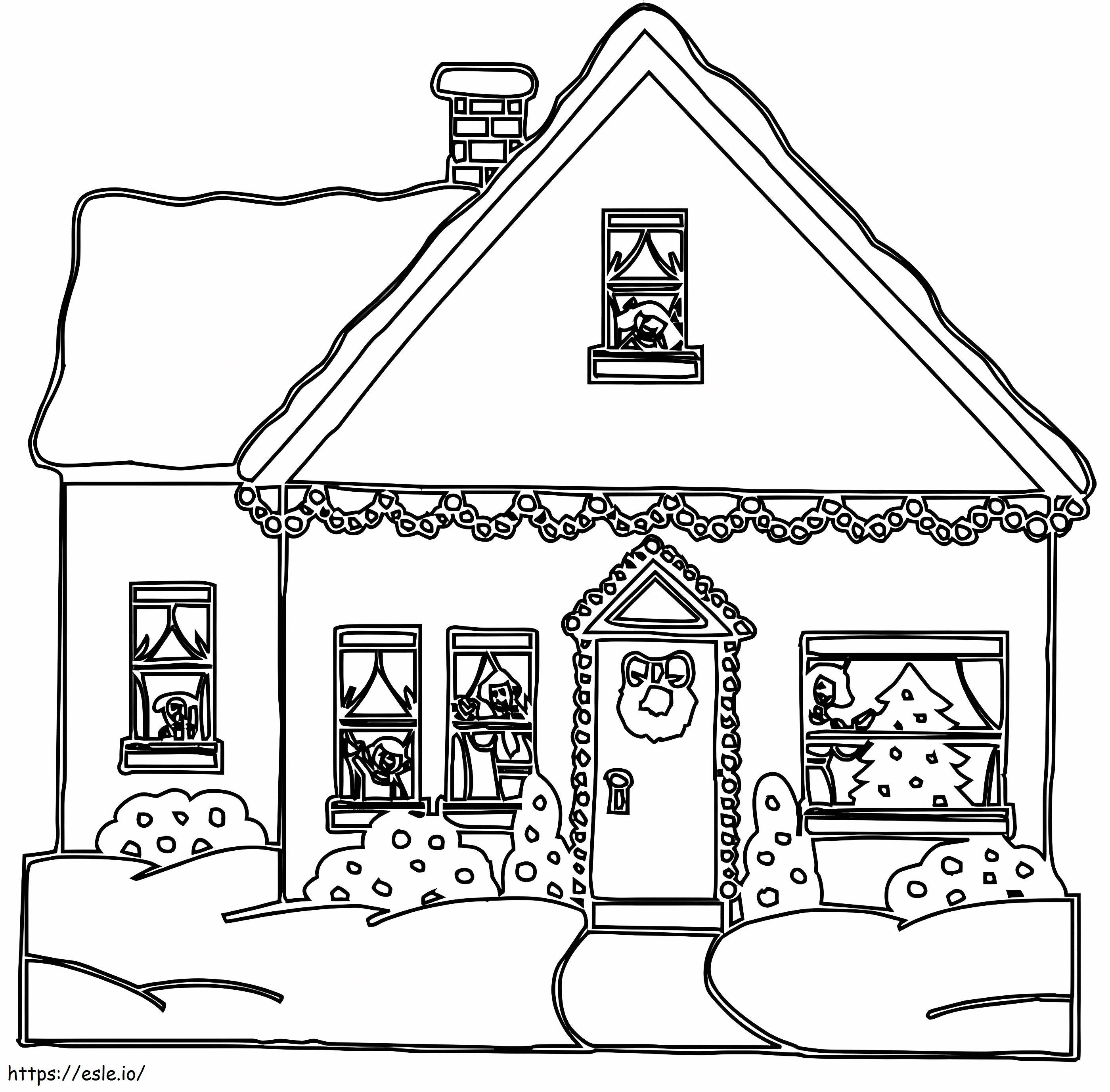 Dom zimowy kolorowanka