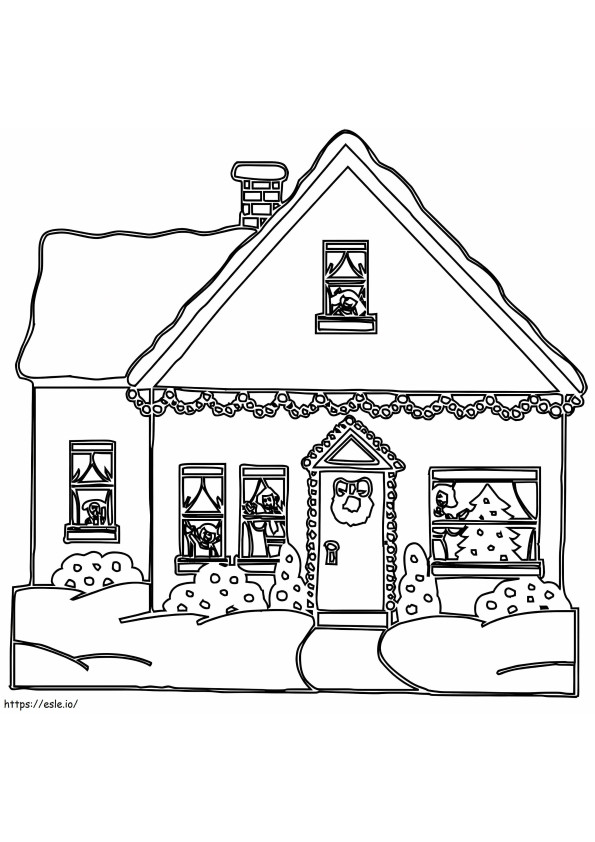 Winter House coloring page
