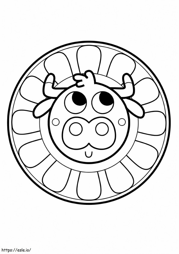 Coloriage Mandala de vache pour les enfants à imprimer dessin