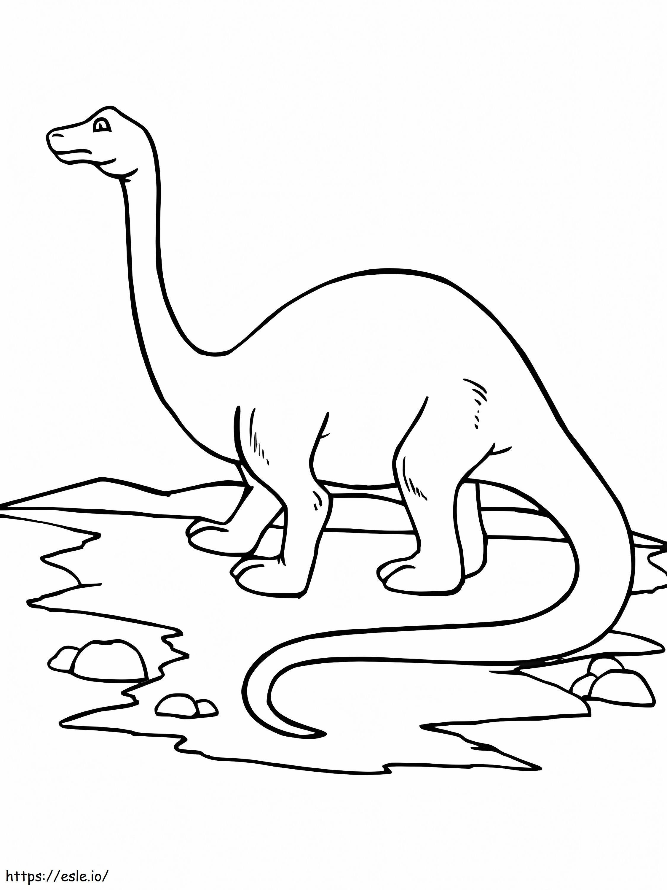 Brontosaurio en el agua para colorear