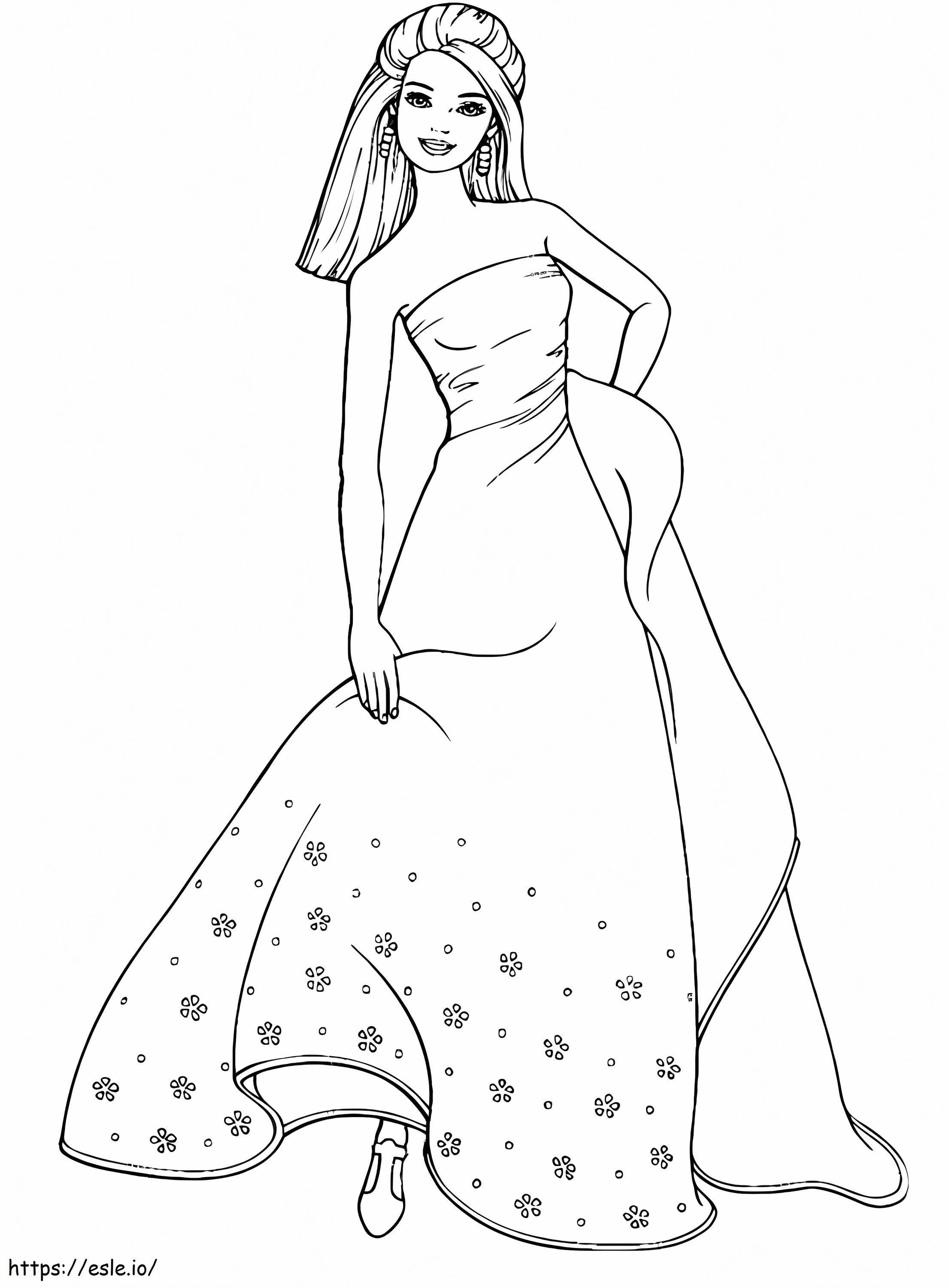 Lady In Dress coloring page