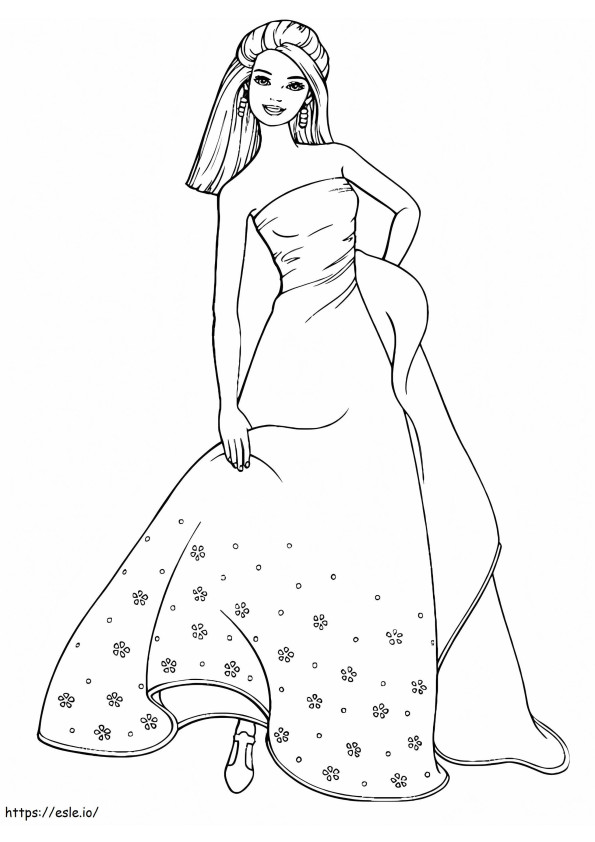 Coloriage Dame en robe à imprimer dessin