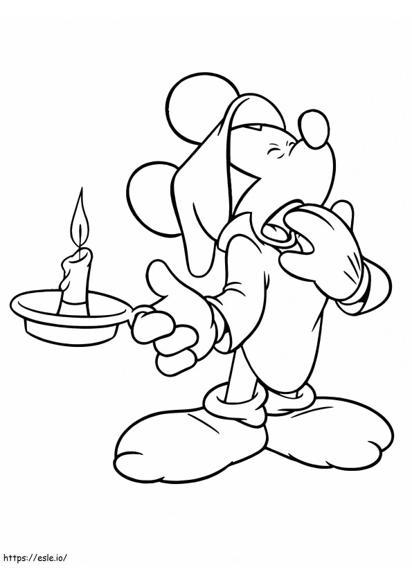 Mickey Mouse Yawning coloring page