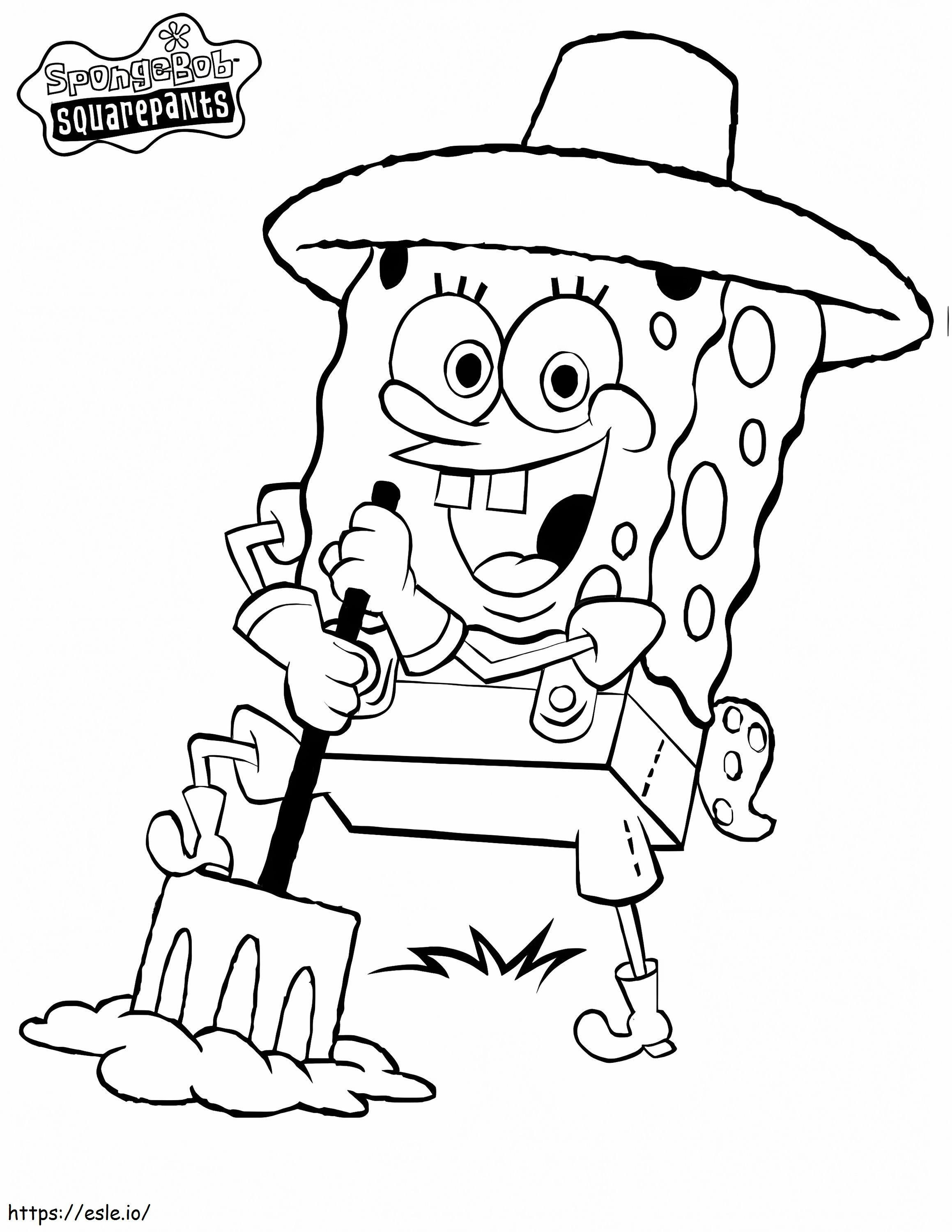 Farmer Spongebob coloring page