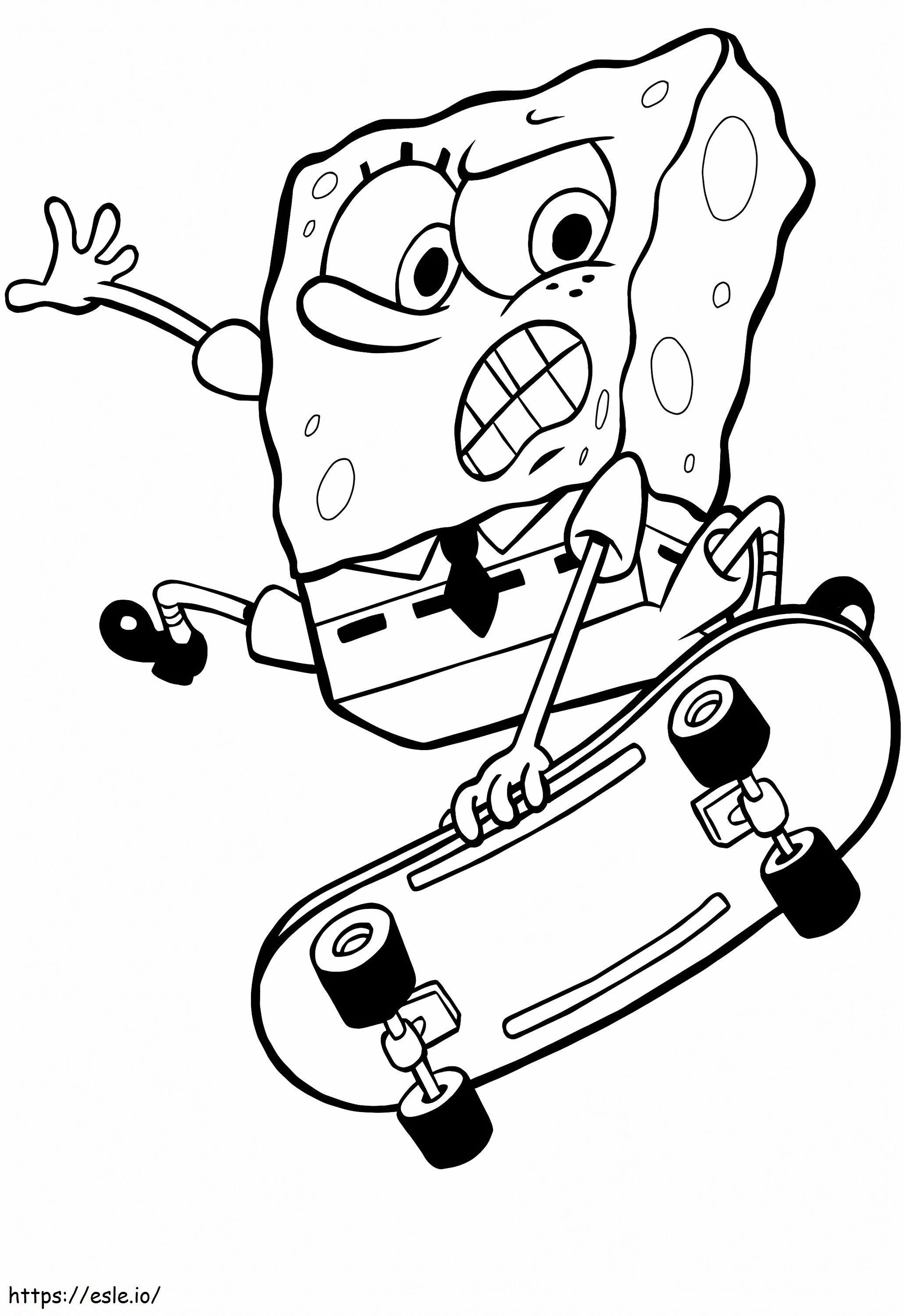 SpongeBob Di Skateboard Gambar Mewarnai