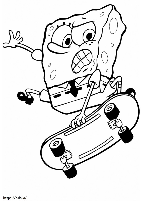 SpongeBob On Skateboard coloring page