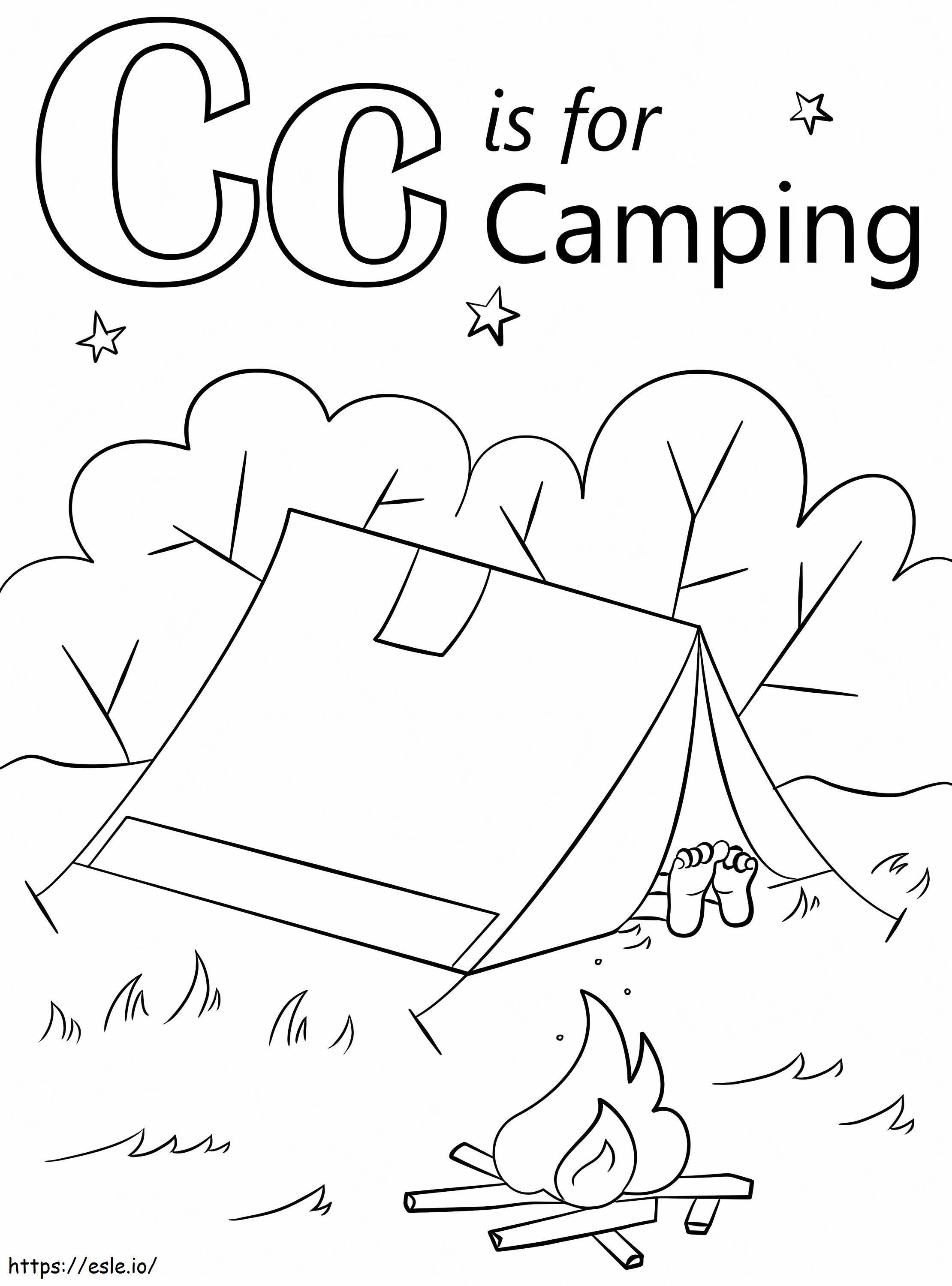 Camping Letra C para colorear