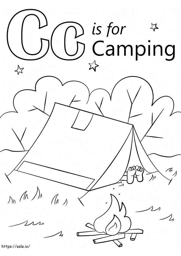 Coloriage Camping Lettre C à imprimer dessin